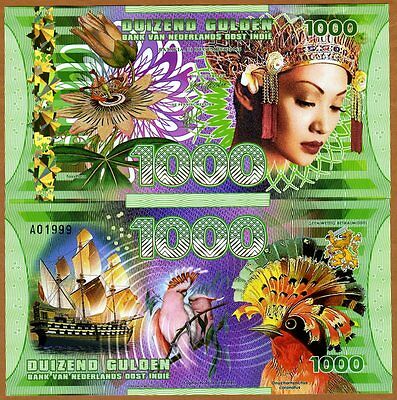 Netherlands East Indies (indonesia), 1000 Gulden, 2016 Polymer, Unc > Woman