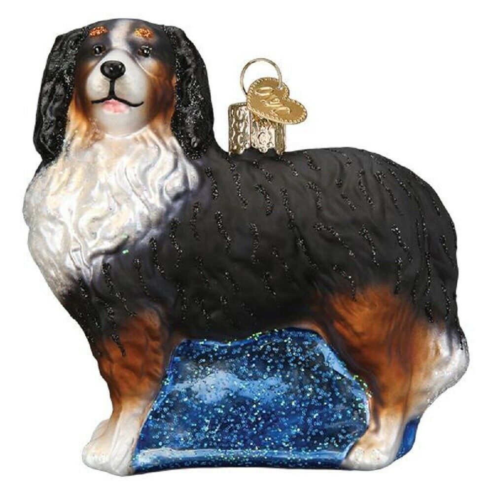 Old World Christmas Bernese Mountain Dog Glass Ornament Free Box 12379