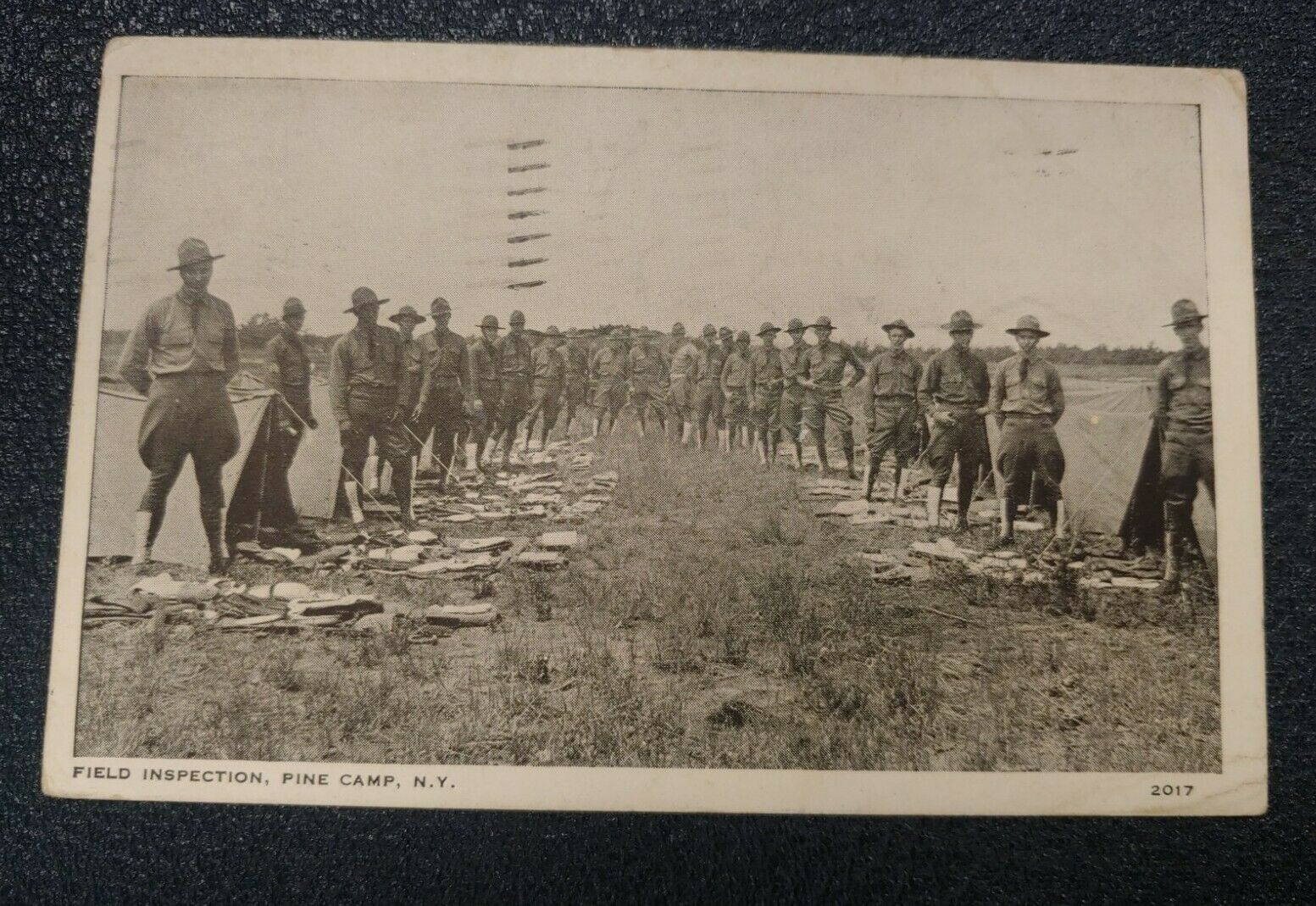 Antique Post Card - Ww1 Military Photo Soldiers - Field Inspection Pine Camp