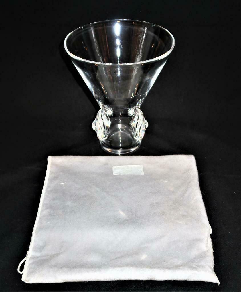 Steuben Art Glass Trumpet Flare George Thompson Vase With Dust Bag, 7 3/4" Tall