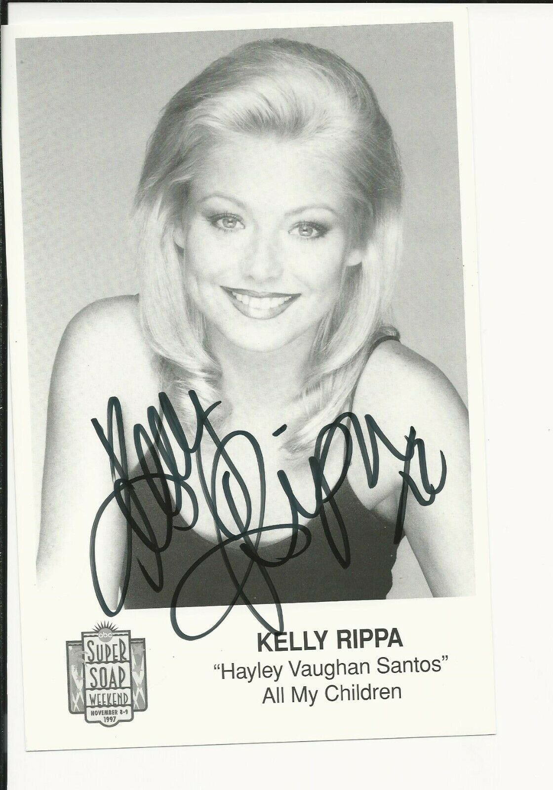 Kelly Rippa  Autograph Reprint Photo 9x6 All My Children 1997