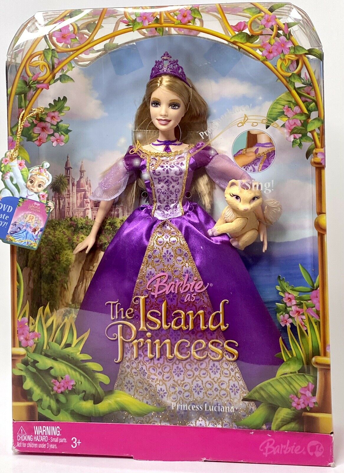 Barbie as The Island Princess Luciana New NIB Mattel 2007 with Cat Doll K8105