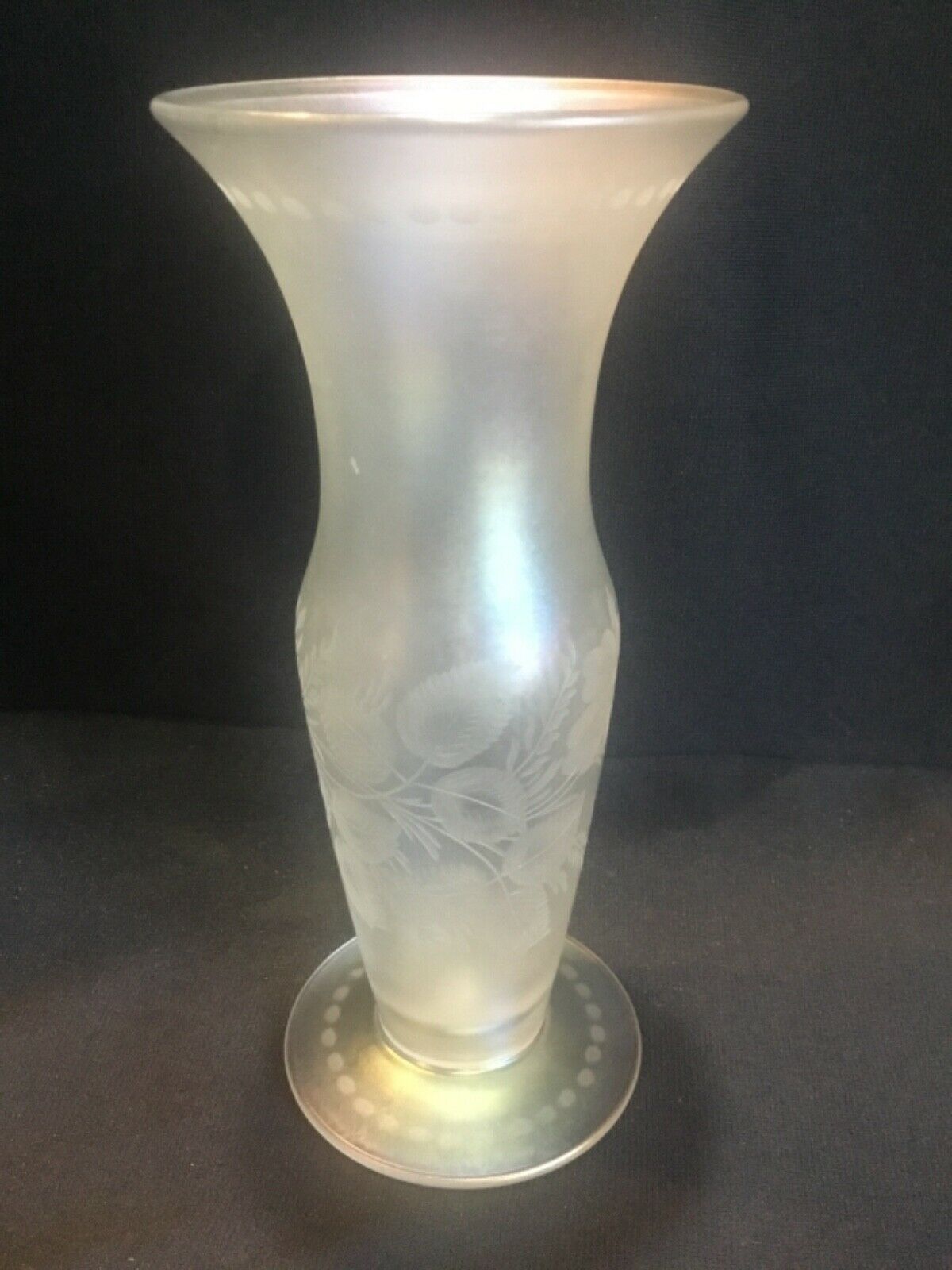 Antique Verre De Soie Steuben Art Glass 8” Vase Floral Decoration