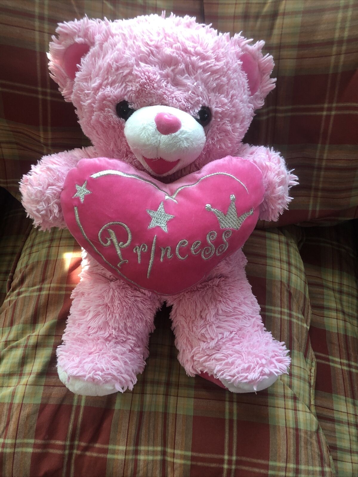 Dan Dee Sweetheart Pink 18” Teddy Bear Embroidered Princess Heart 2012 Plush
