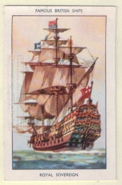 Royal Sovereign 1673 English Navy Sail Boat  60+ Y/O Ad Trade Card