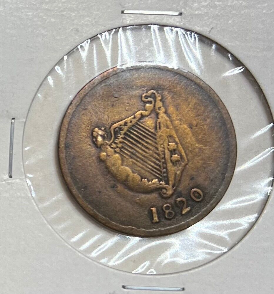 1820 LOWER CANADA 1/2 PENNY KING GEORGE IV 10 STRINGS ON HARP TOKEN LC-60C1