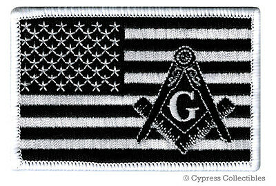 Masonic Logo Black Flag Embroidered Patch Iron-on Freemason Square Compass Mason