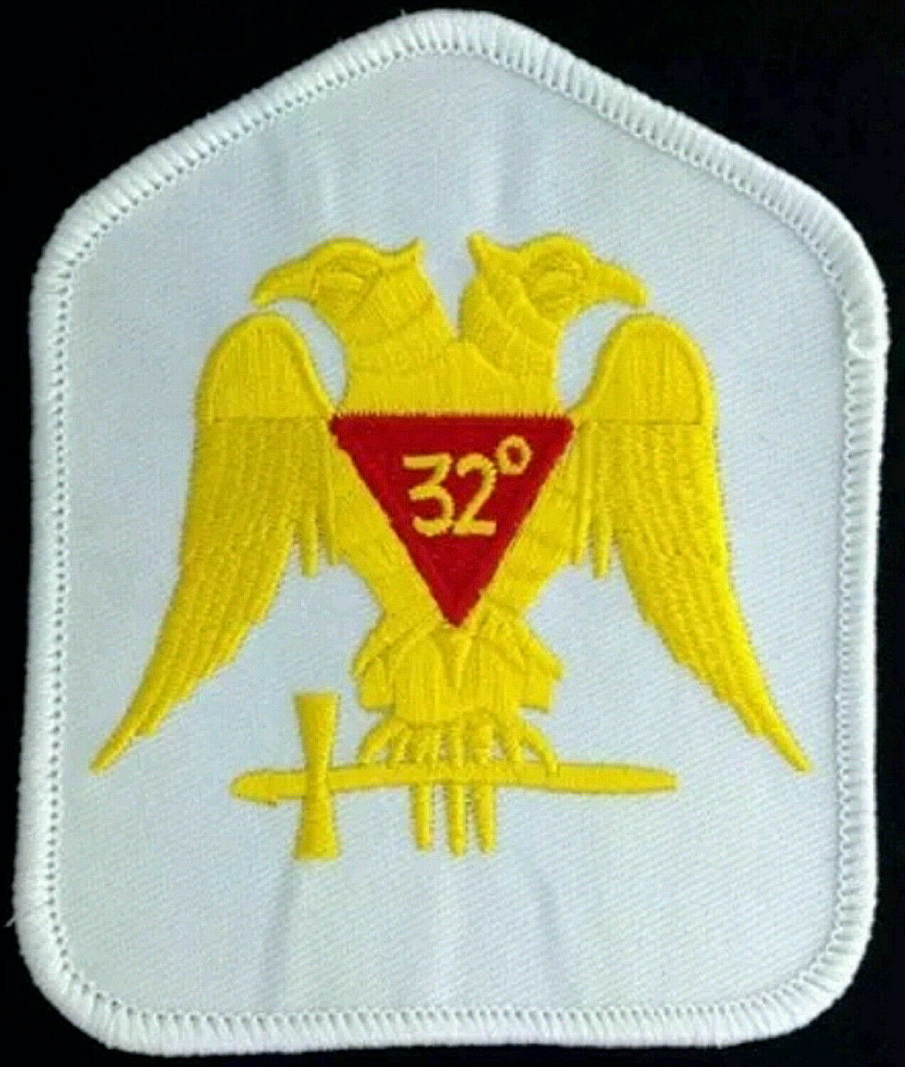 Masonic 32 Degree 32nd Scottish Rite Embroidered Iron-On Emblem White Patch