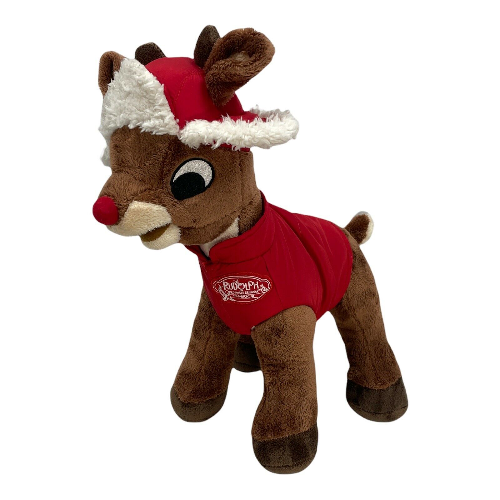 Dandee Large 17" Rudolph Red Nosed Reindeer Plush Toy Doll With Hat And Vest