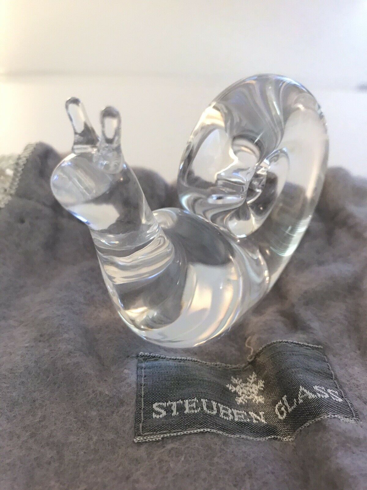 Steuben Crystal Snail Brand New In Original Box With Pouch