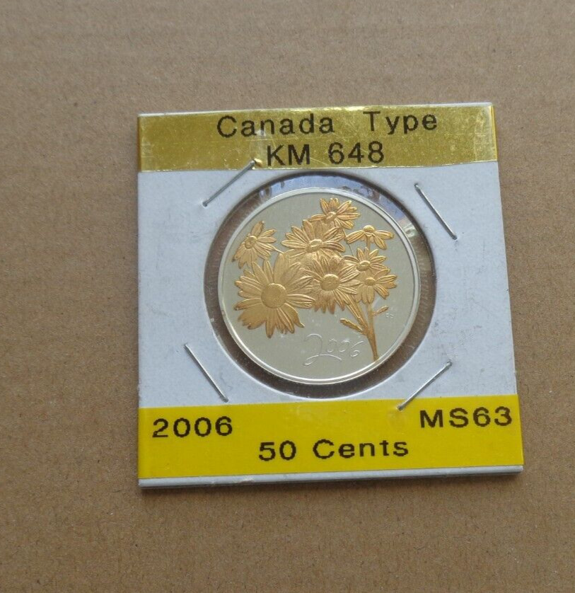 Canada coin 50 cents 2006, KM 648 Sterling Silver Gold plated (a)