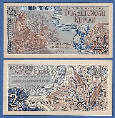 Indonesia 2 ½ Rupiah P 79 Unc 1961 Low Shipping! Combine Free!  ( 2.5 )