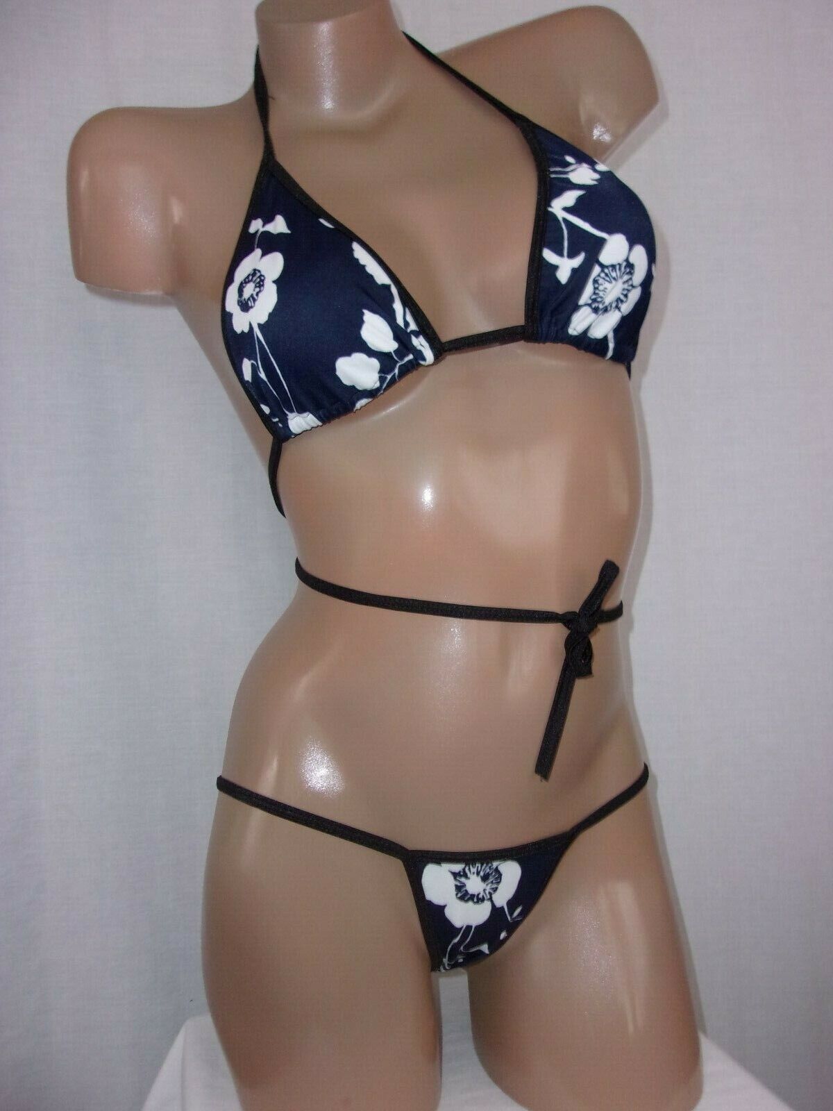 New Sexy Exotic Pole Dancer Costume Thong Bikini 2 Piece Set A/b Cup Floral