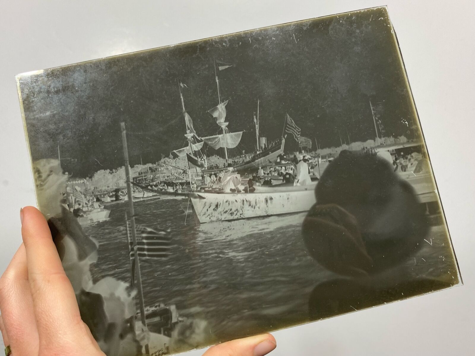 Rare Antique Nautical Ship Ambrotype Full Plate Glass Photograph Image 8.5"
