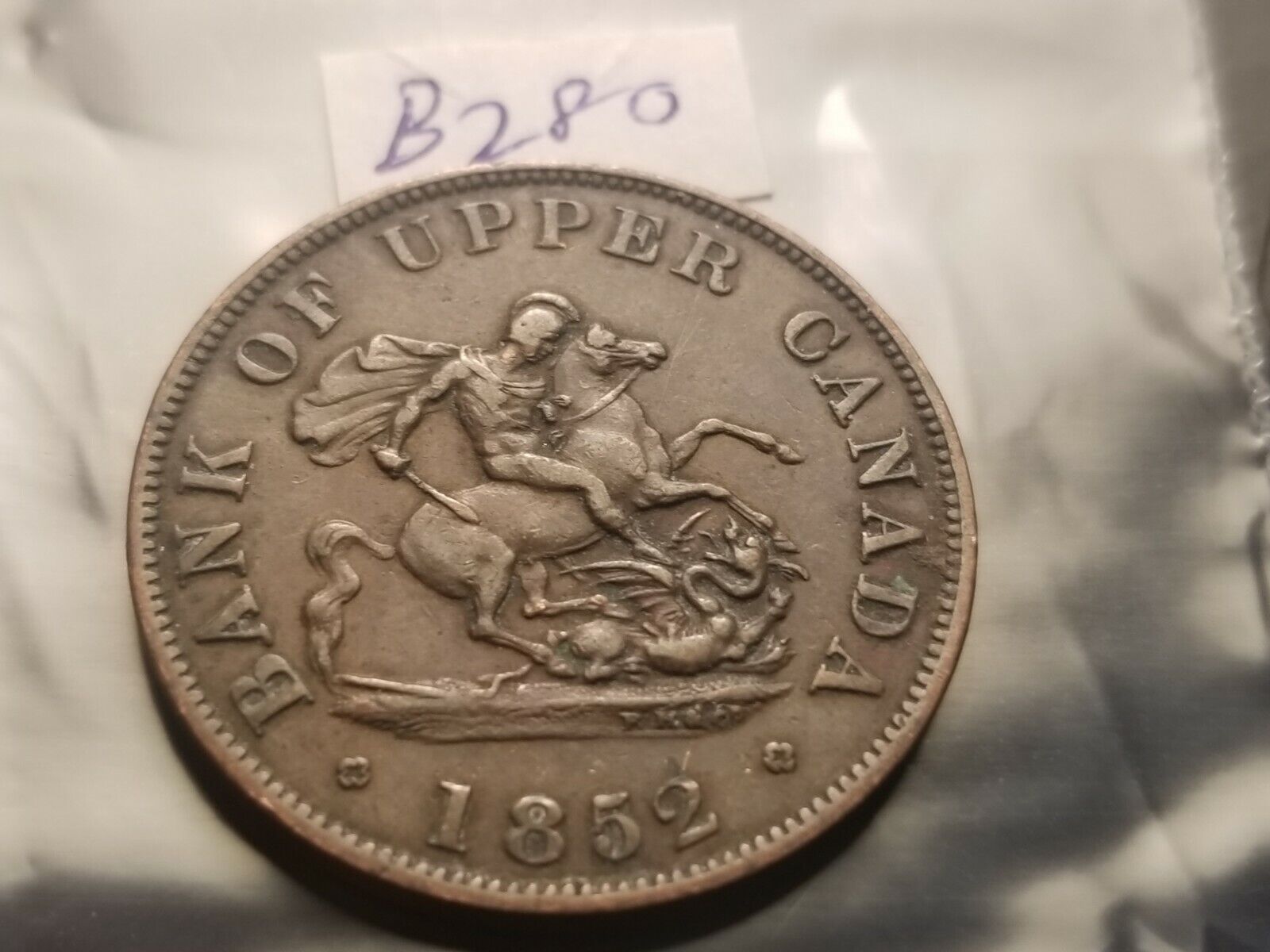 1852 Bank Of Upper Canada Half Penny Token High Grade Id#b280.