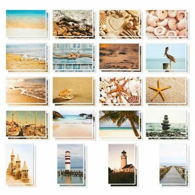 40 Glossy Postcard Nautical Beach Seaside Boats Lighthouse Sea Shell Sand Castle