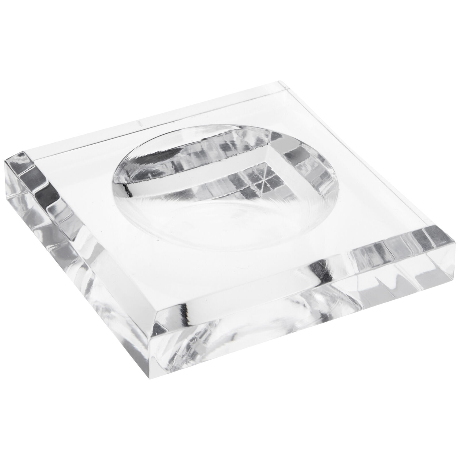 Plymor Acrylic Square Base W/ Indented Dia., 0.75" H X 3.5"w X 3.5"d (12 Pack)