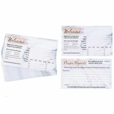 100x Marble Design Prayer Request and Church Visitor Card Set Double-Sided, 3x5