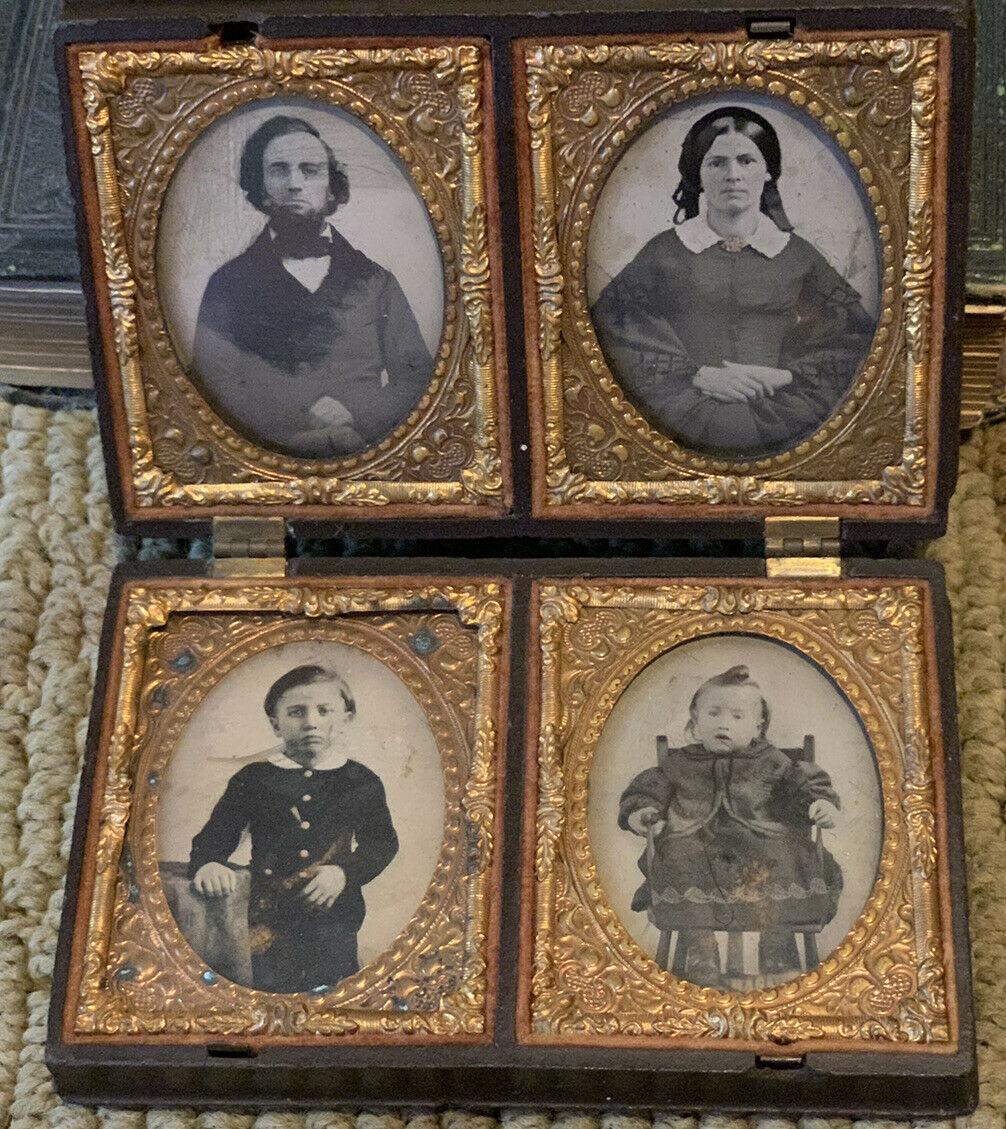 4 1/9 Plate Ambrotypes  RARE Union Case  1-49 A Family Party