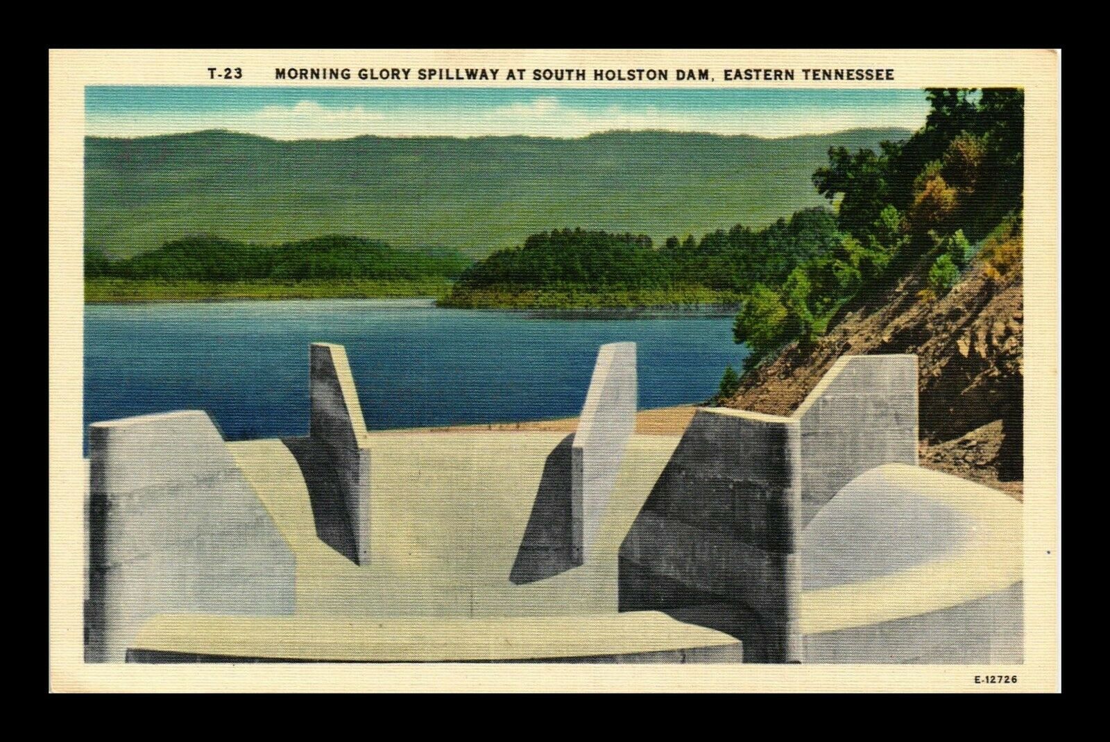 DR JIM STAMPS US MORNING GLORY SPILLWAY HOLSTON DAM TENNESSEE POSTCARD