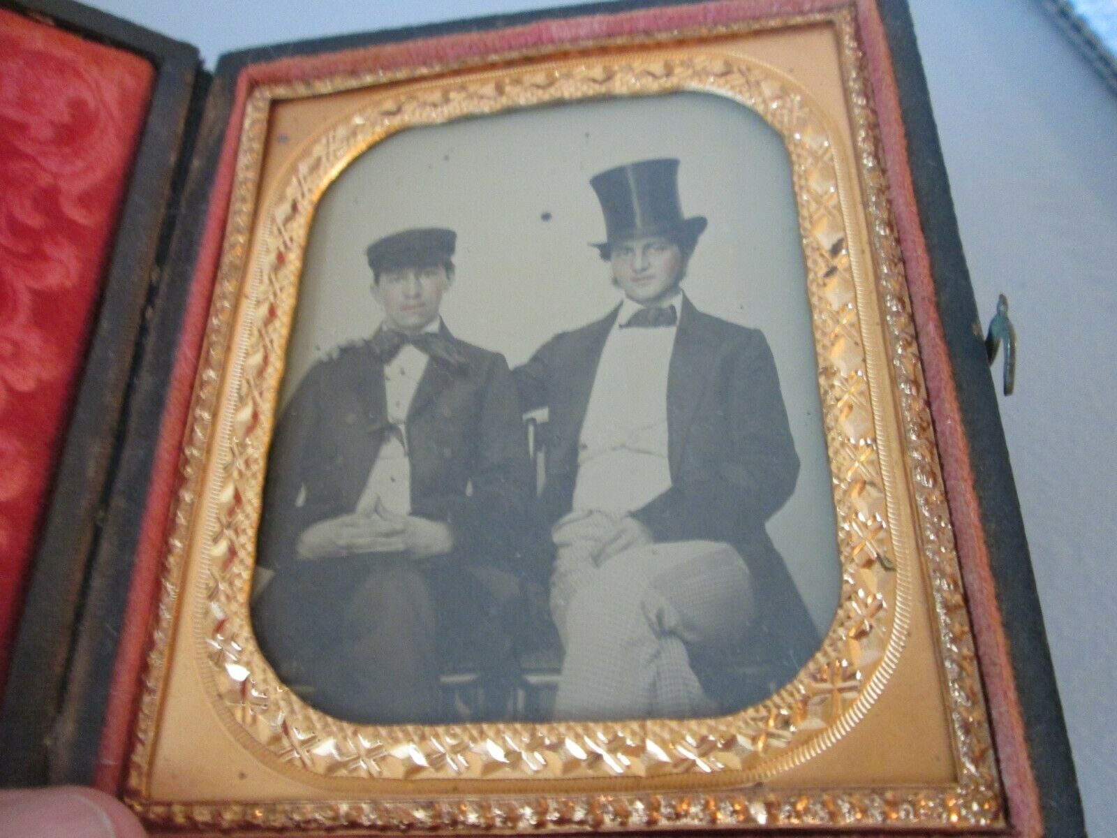 Antique   Ambrotype  Of   Two Men  -  Hs  Case   #15