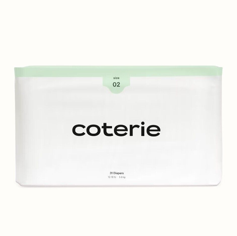 Coterie Diapers Size 02 ( 12- 18 Lb) - 31 Count New