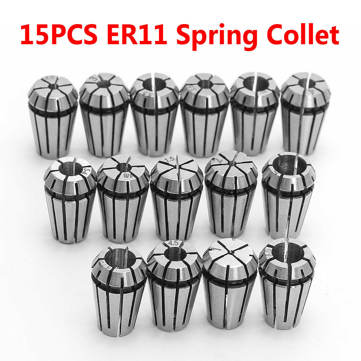 15 Pcs Er11 Spring Collet Chuck Set For Cnc Milling Lathe Tool Engraving Machine