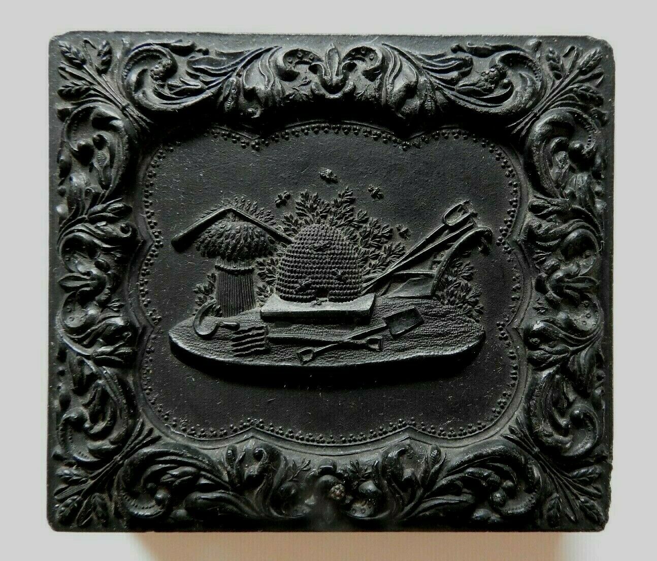 1857 UNION 1/4 PLATE THERMOPLASTIC CASE FARMING WHEAT-BEE KEEPING-PLOW