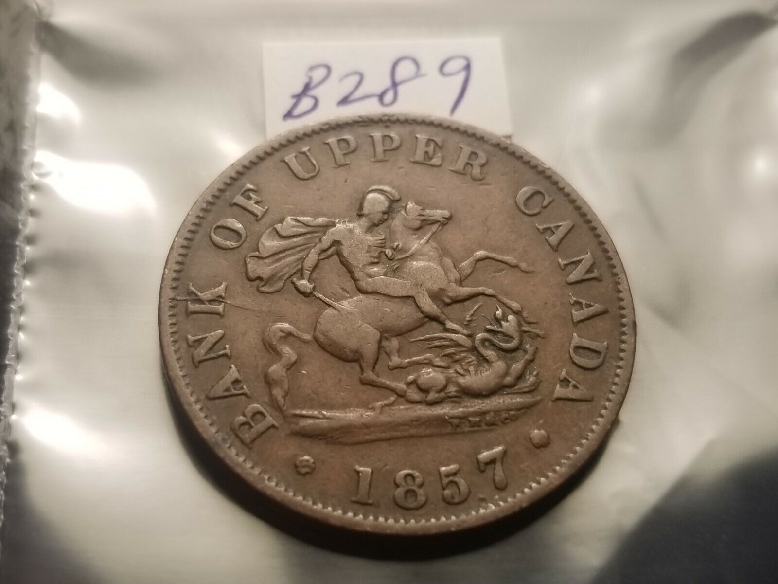 1857 Bank Of Upper Canada Half Penny Token High Grade Id#b289.