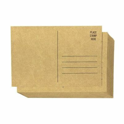 50x Brown Kraft Paper Blank Postcards Pack Self Mailer Mailing Side Saver, 4x6