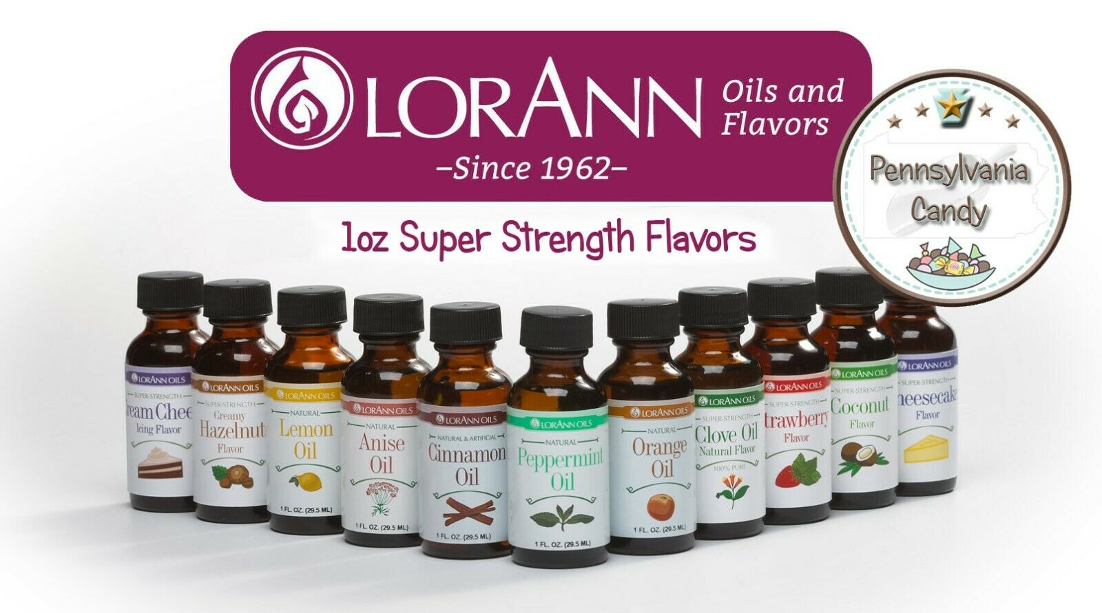 Lorann 1 Oz Super Strength Flavoring Hard Candy Flavor Flavors Oils Extracts