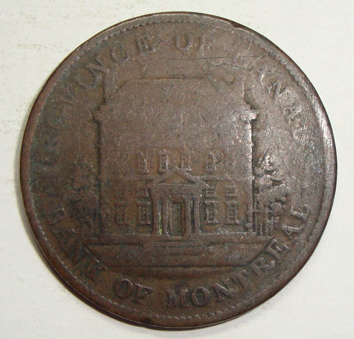 1842 Bank Of Montreal Canada One Penny Token Coin