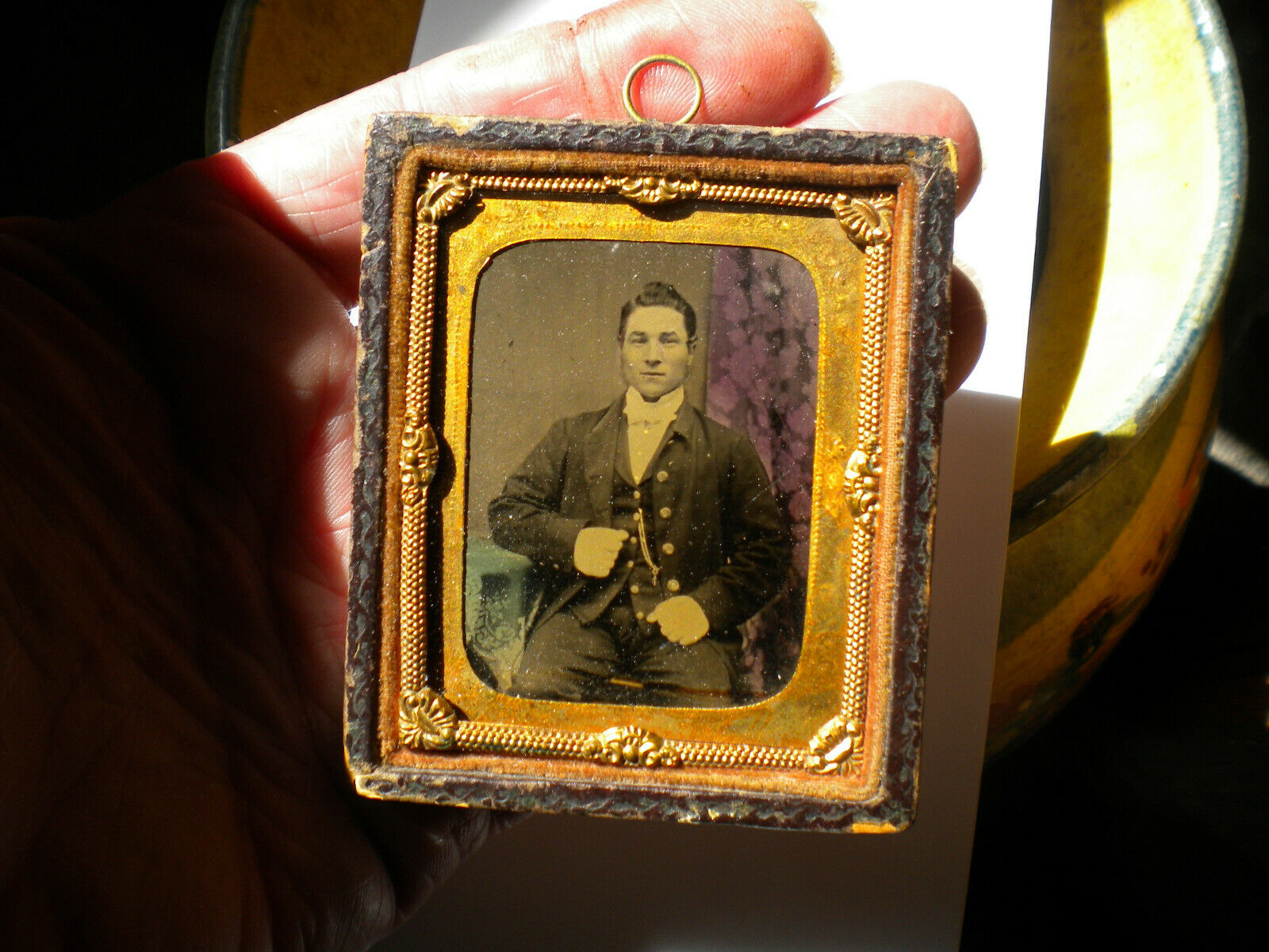 VERY HANDSOME-1850S-AMBROTYPE PHOTO-WALL FRAME-CASED-BY-VICTOR-BRISTOL
