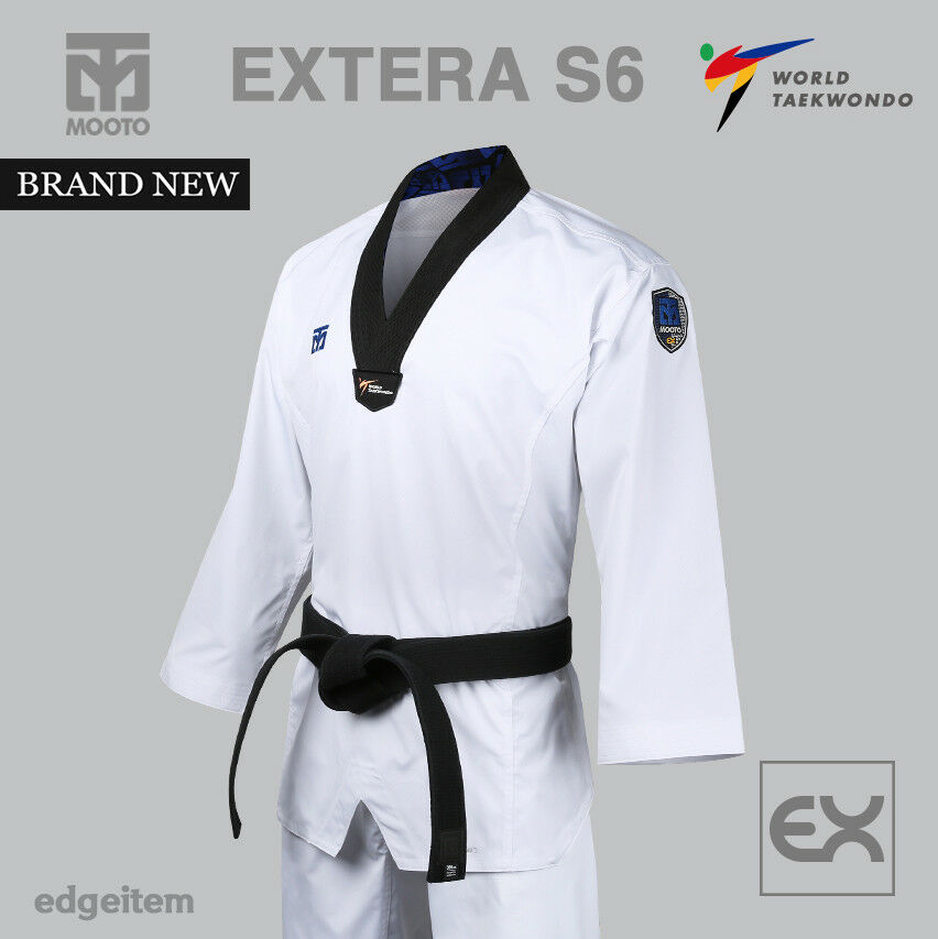 Mooto Extera S6 Uniform (with Black V Neck) Wt (world Taekwondo) Fighter Dobok