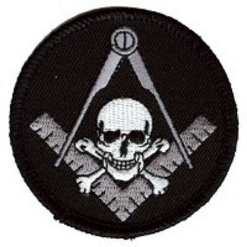 WIDOWS SONS SKULL SQUARE MASON EMBROIDERED IRON ON PATCH
