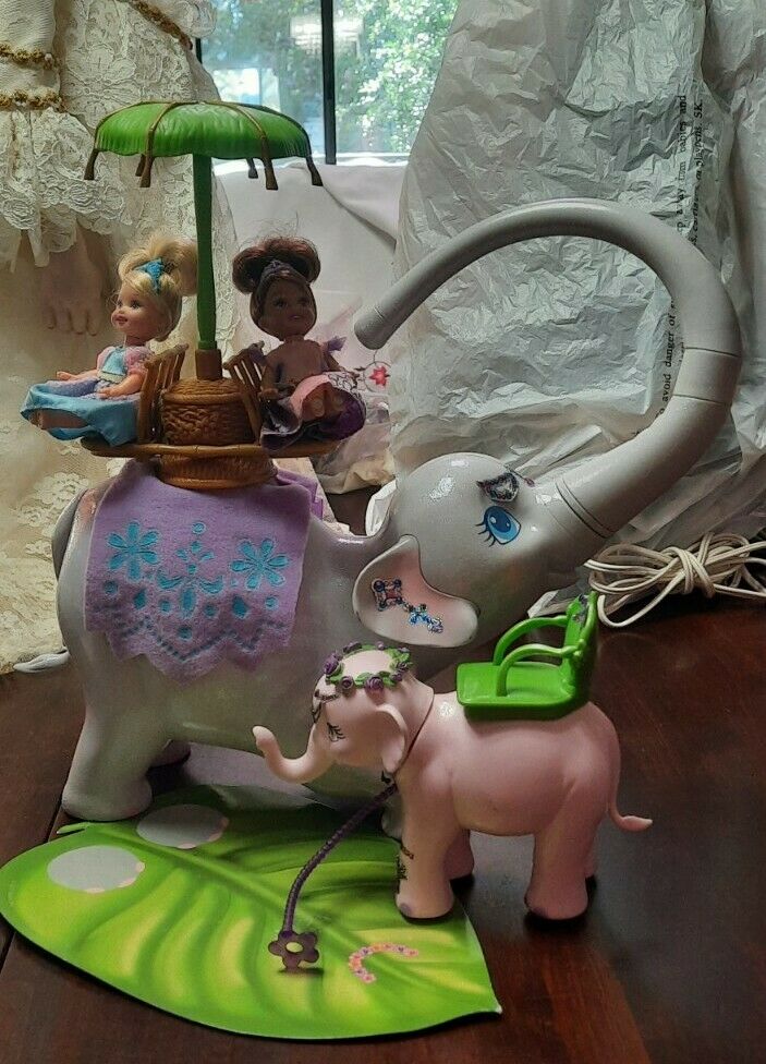 Barbie Island Princess Play Set 2 Elephants 2 Kelly Dolls & Leaf Swing & Swirl