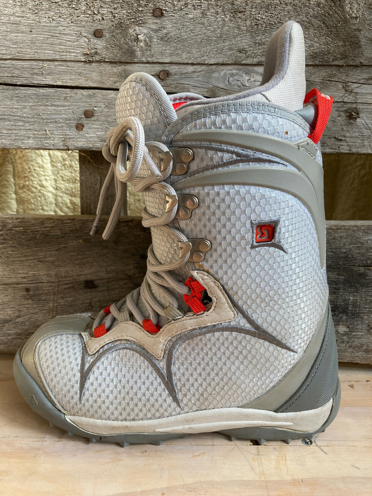 Burton Sapphire Snowboard Boots - Womens 7 - Grey/red - Excellent Condition