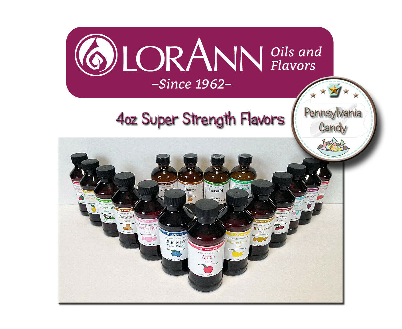 Lorann Oils 4 Oz Super Strength Flavoring Extracts Scented Flavor Sealed Bottle