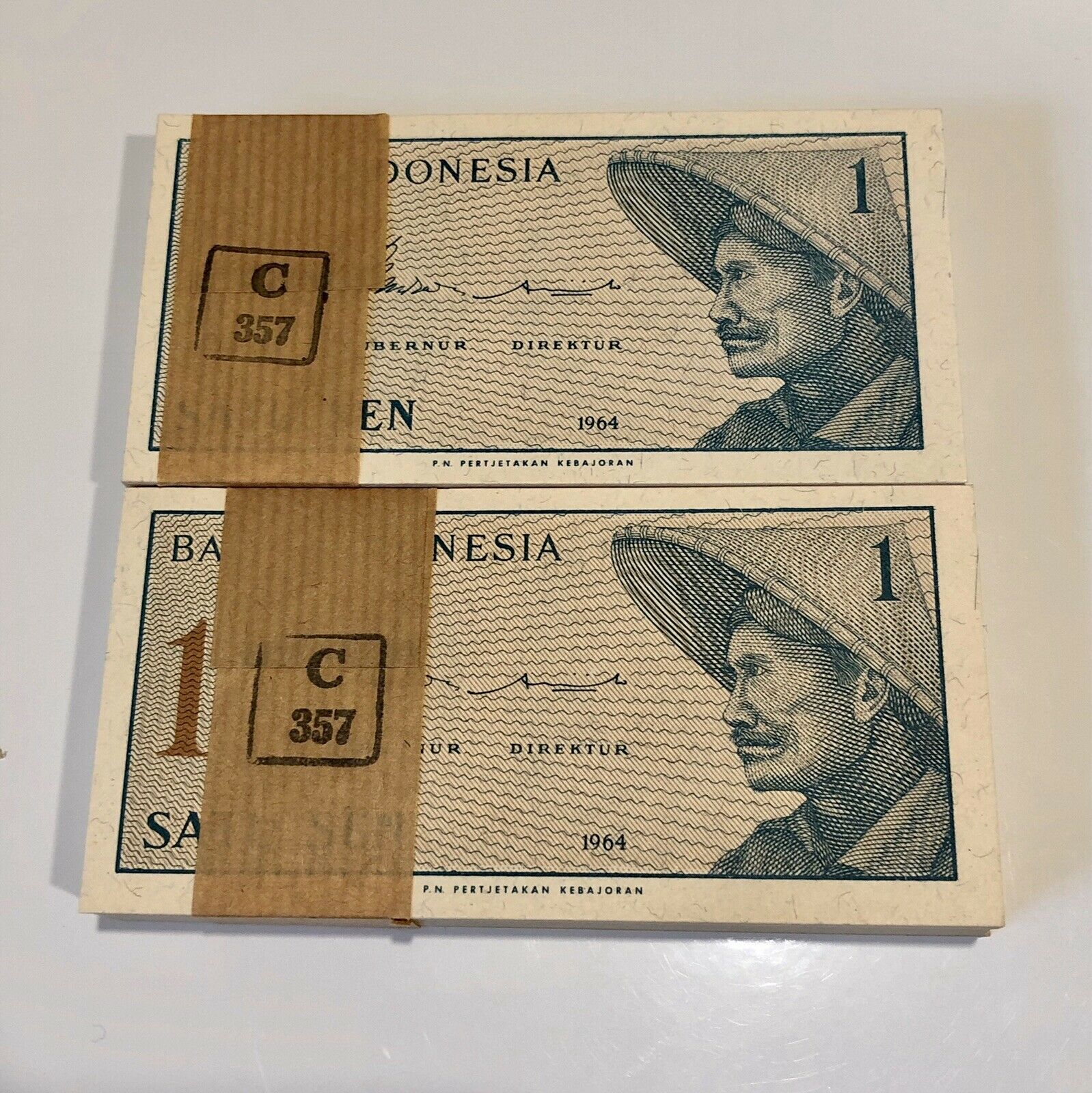 Vintage Bank Of Indonesia Unc Banknote Bundle Pack Of 100 1964 1 Sen Pick 90
