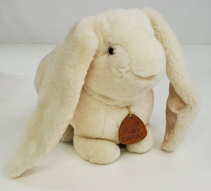 Vtg 1987 Elegante By Dakin Bunny Rabbit Hare Plush Ivory Cream Pink Ears