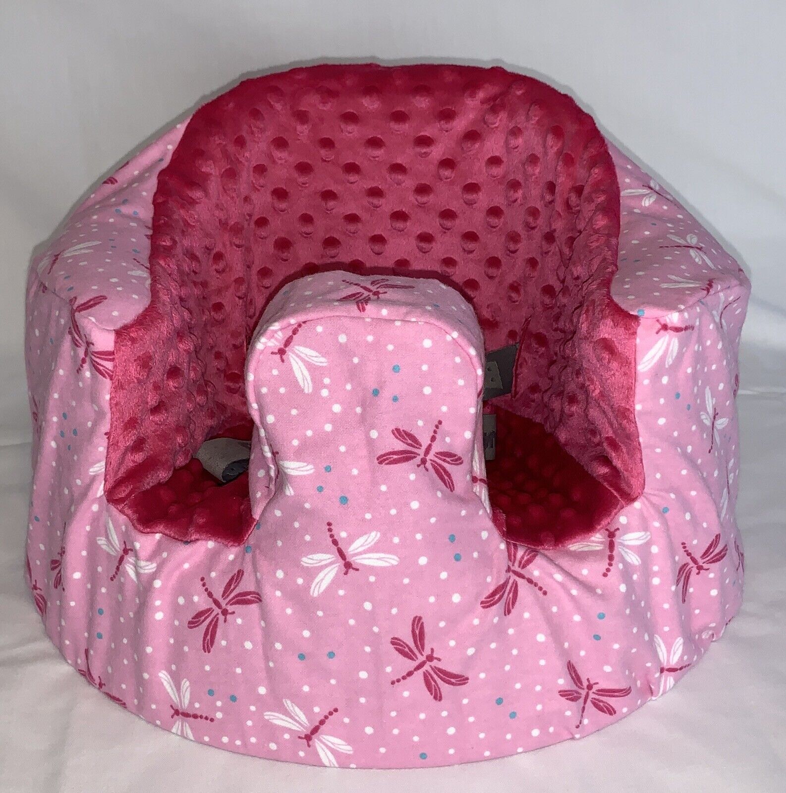 New Bumbo Floor Seat Cover • Polka Dot Dragonflies • Safety Strap Ready