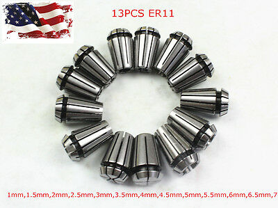 13pcs 1-7mm Er11 Spring Collet Set For Cnc Milling Lathe Tool Engraving Machine