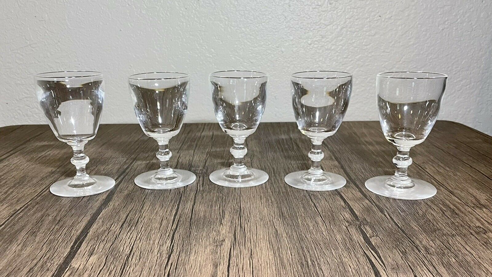 Set Of 5 Steuben Claret Or Liqueur Glasses, Signed