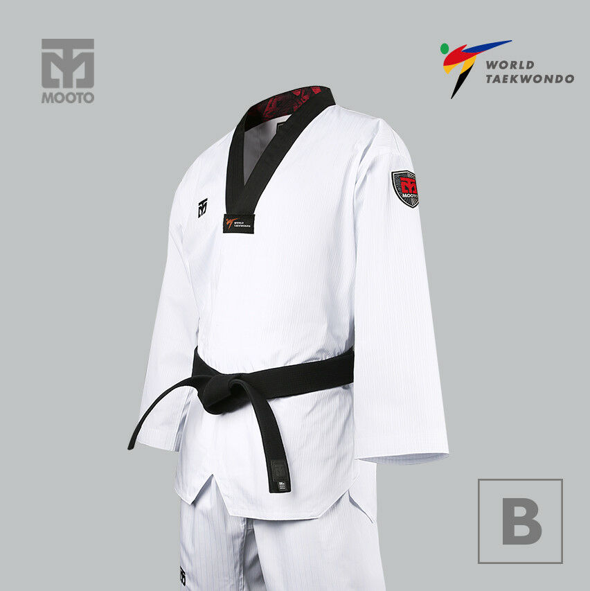 Mooto Bs4.5 Uniform With Black V-neck Wt (world Taekwondo) Tkd 4.5 Dobok