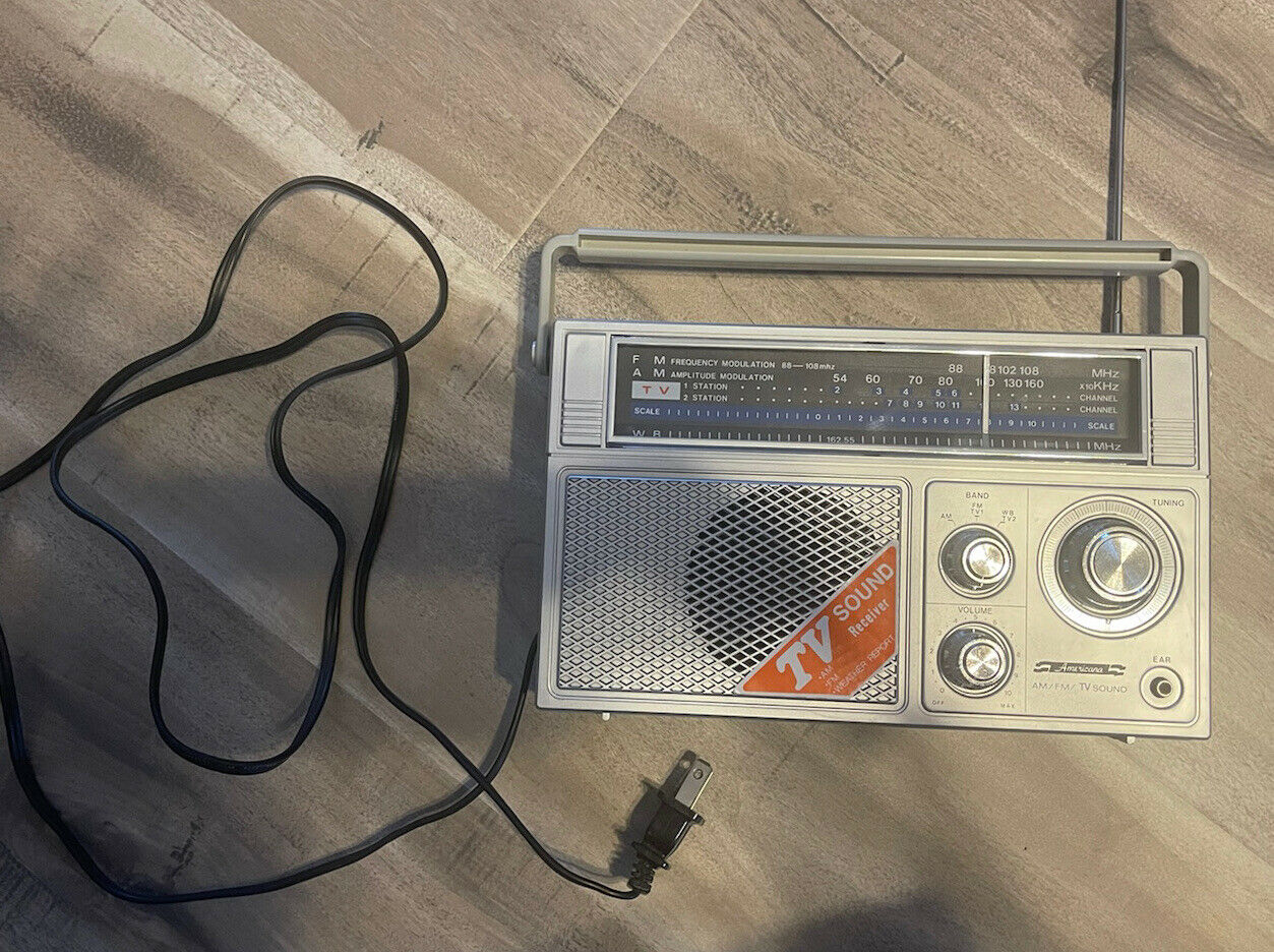 Vintage Americana Am/fm Tv Sound Portable Radio W/wall Plug Tested Works Great!